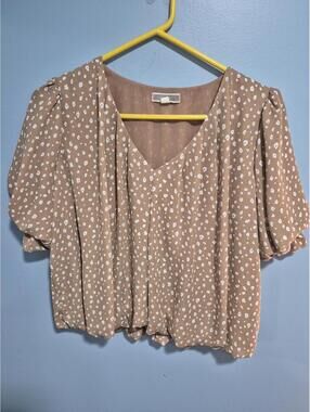 Pleione Women's Polka Dot Puff Sleeve Blouse XS